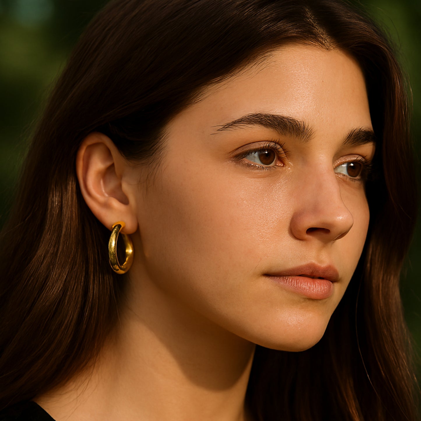 Classic Gold Anti-Tarnish Hoop Earrings.