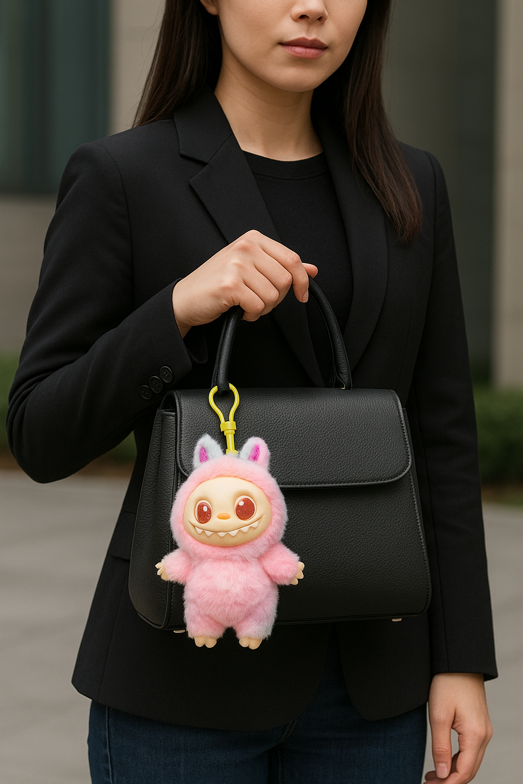Random Colour Big Labubu Doll Plush Bag Charm.