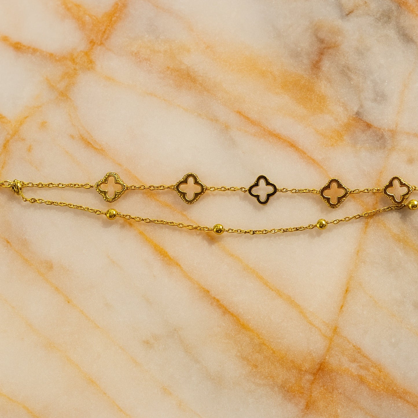 Double Layer Clover Bracelet:|| Anit-Tarnish||