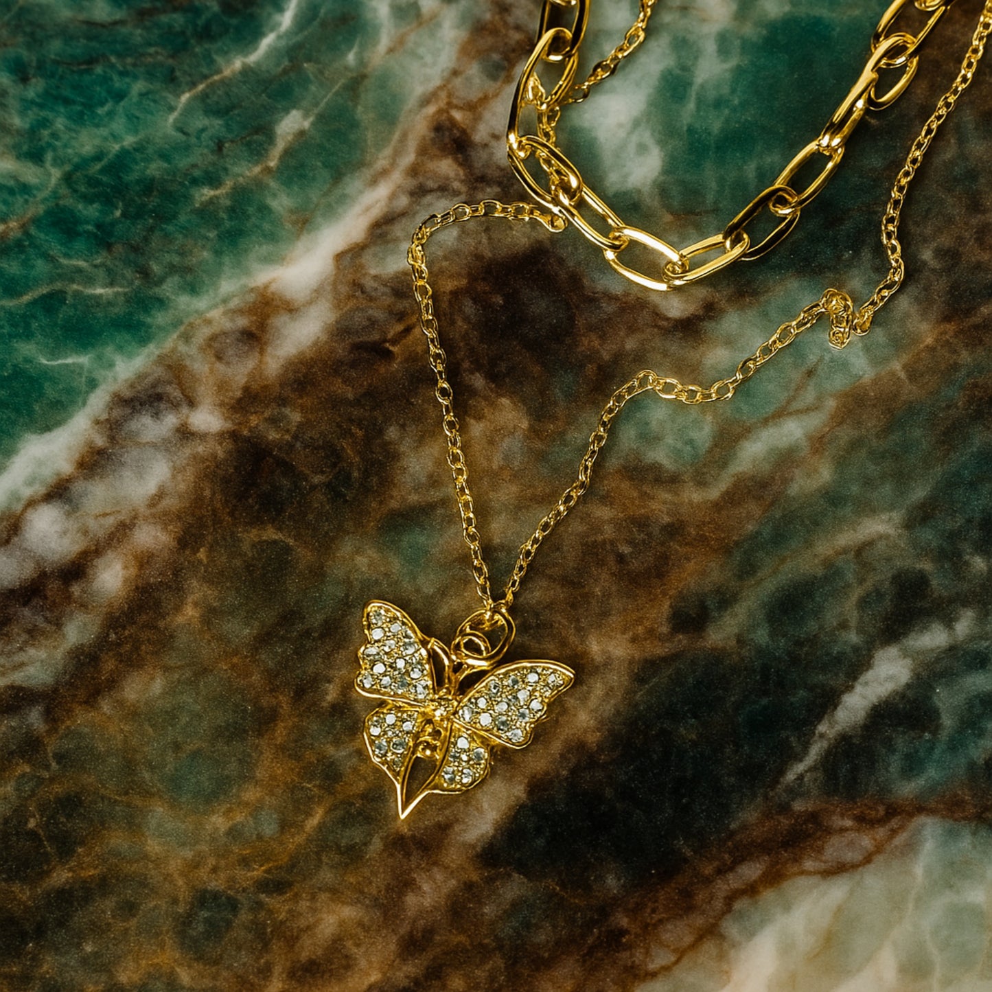 Golden Butterfly Pendant Necklace