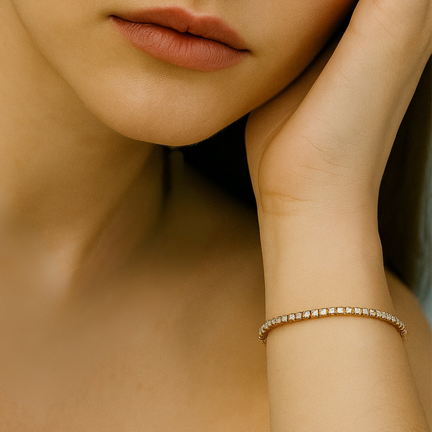 Eternal Shine Tennis Bracelet – Gold-Tone with Sparkling CZ Stones & Anti-Tarnish Finish