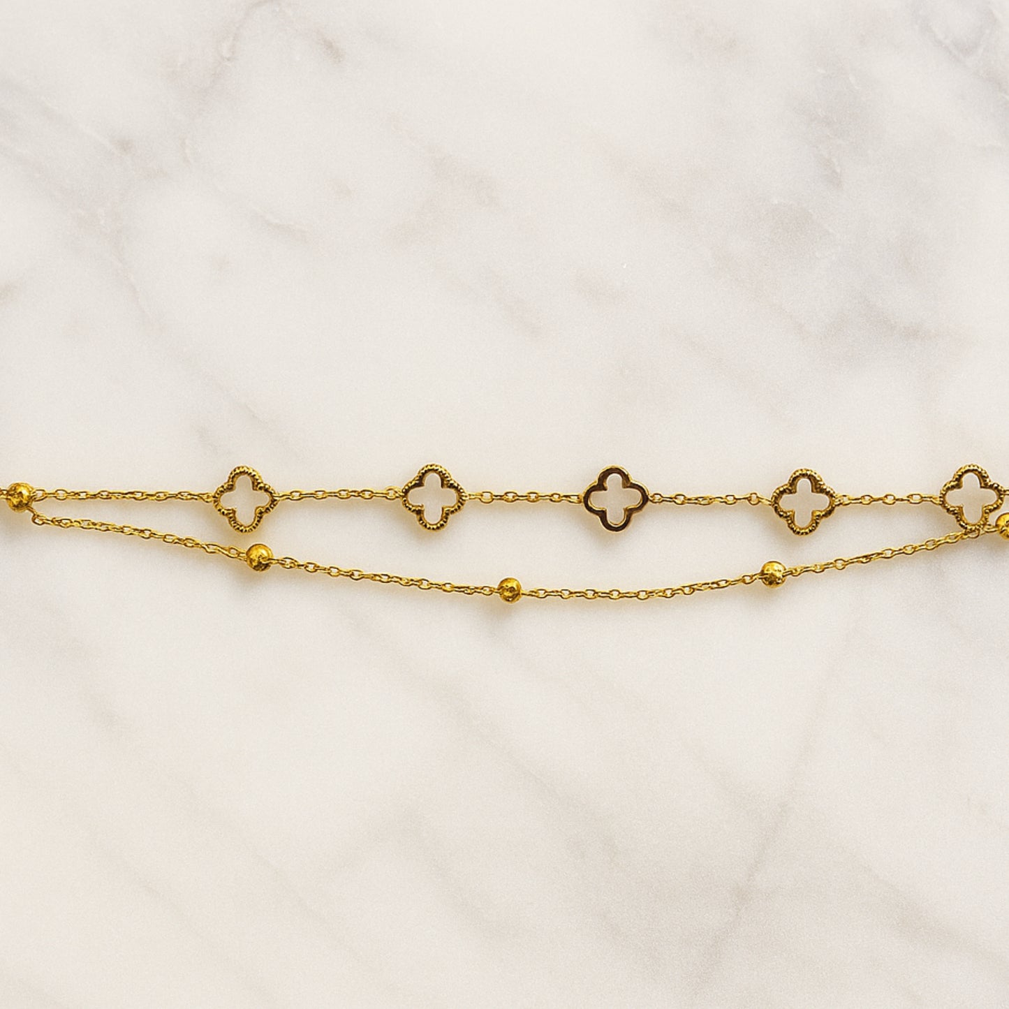 Double Layer Clover Bracelet:|| Anit-Tarnish||