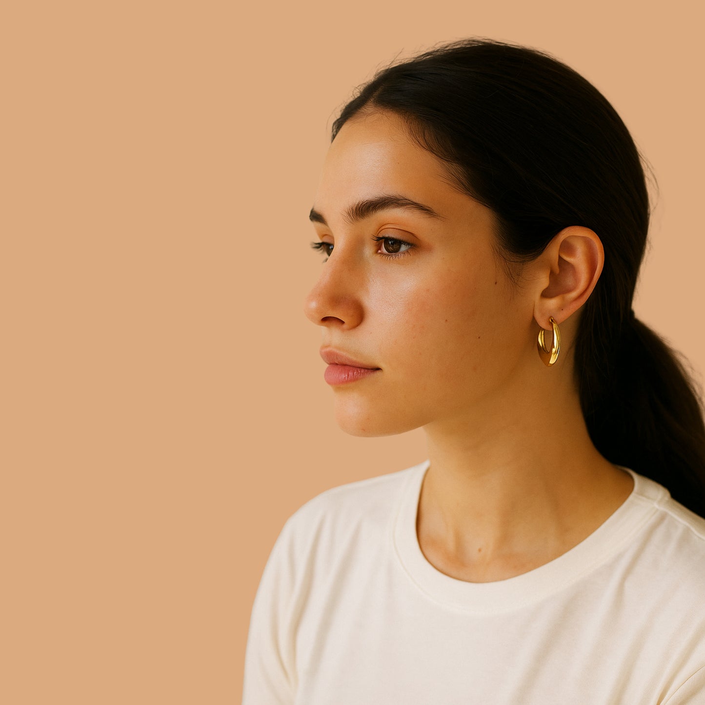 Classic Gold Anti-Tarnish Hoop Earrings.