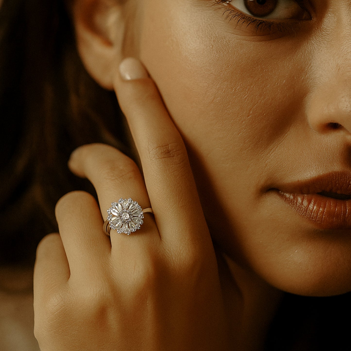 The Aurora Bloom Ring: ||Silver||Free Size||