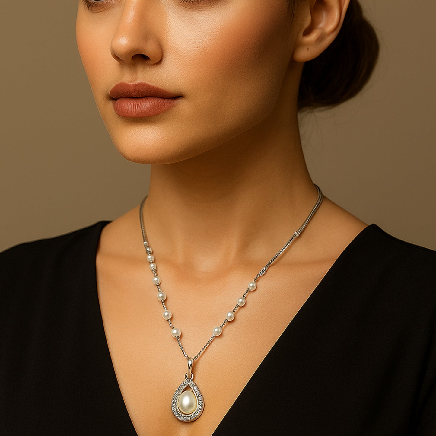 Aria Pearl Drop Necklace.