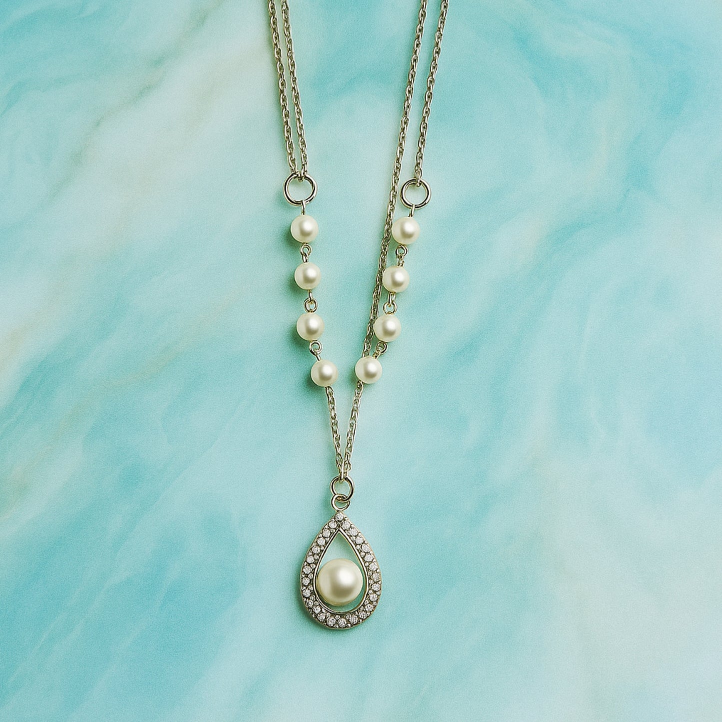Aria Pearl Drop Necklace.