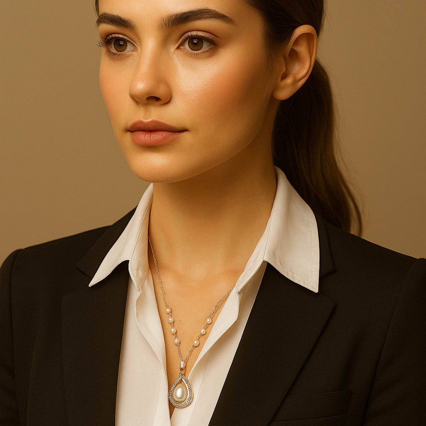 Aria Pearl Drop Necklace.