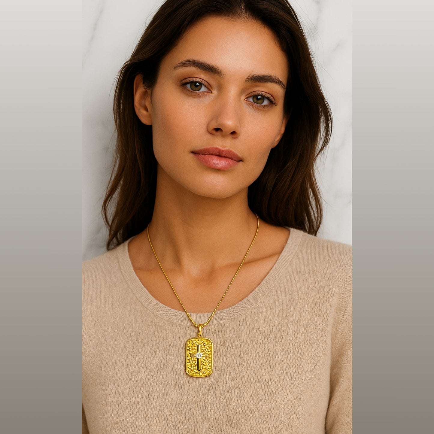 The Midas Cross Necklace:||Anti-Tarnish||