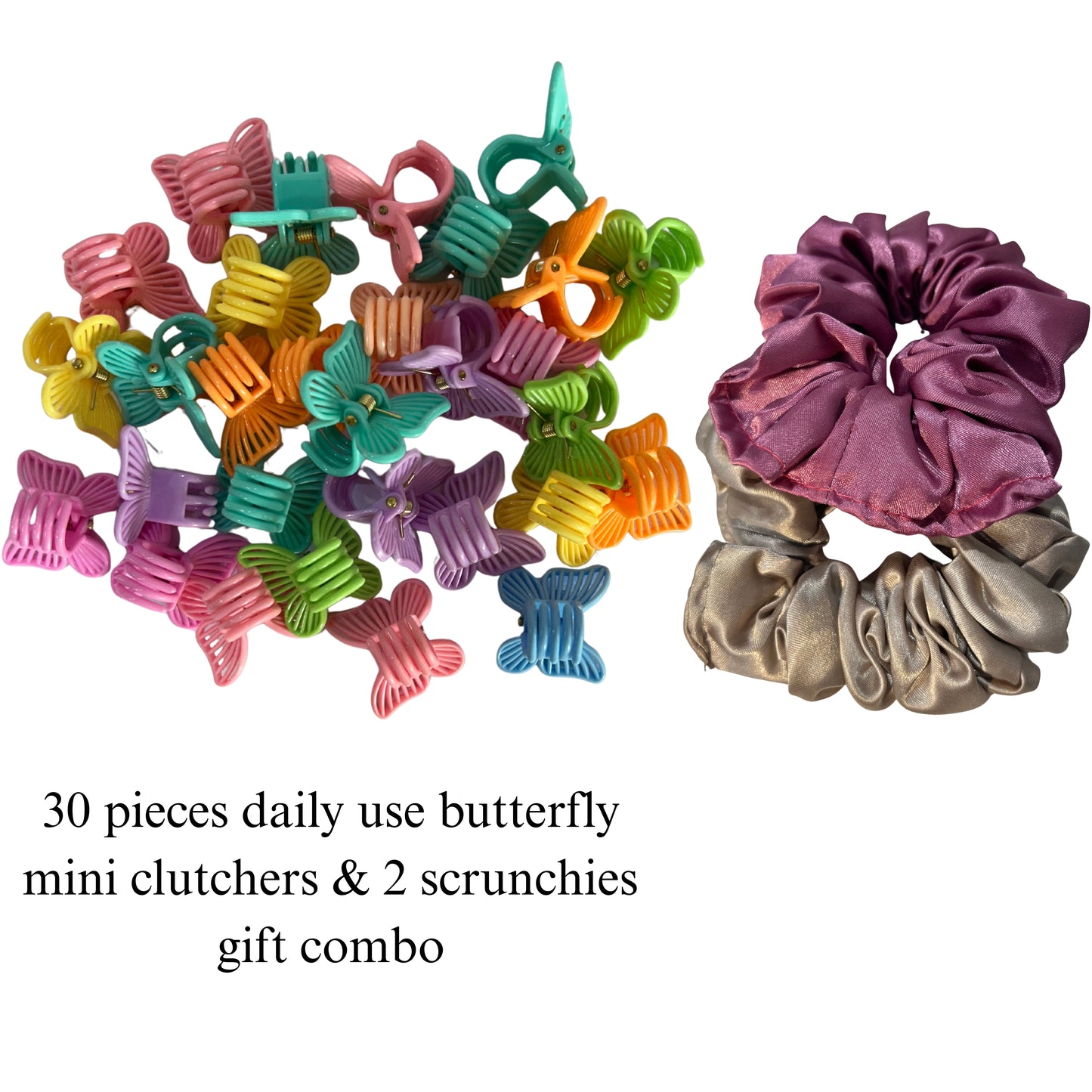 Butterfly 30-Piece Mini Clutcher Set with 2 Free Scrunchies.