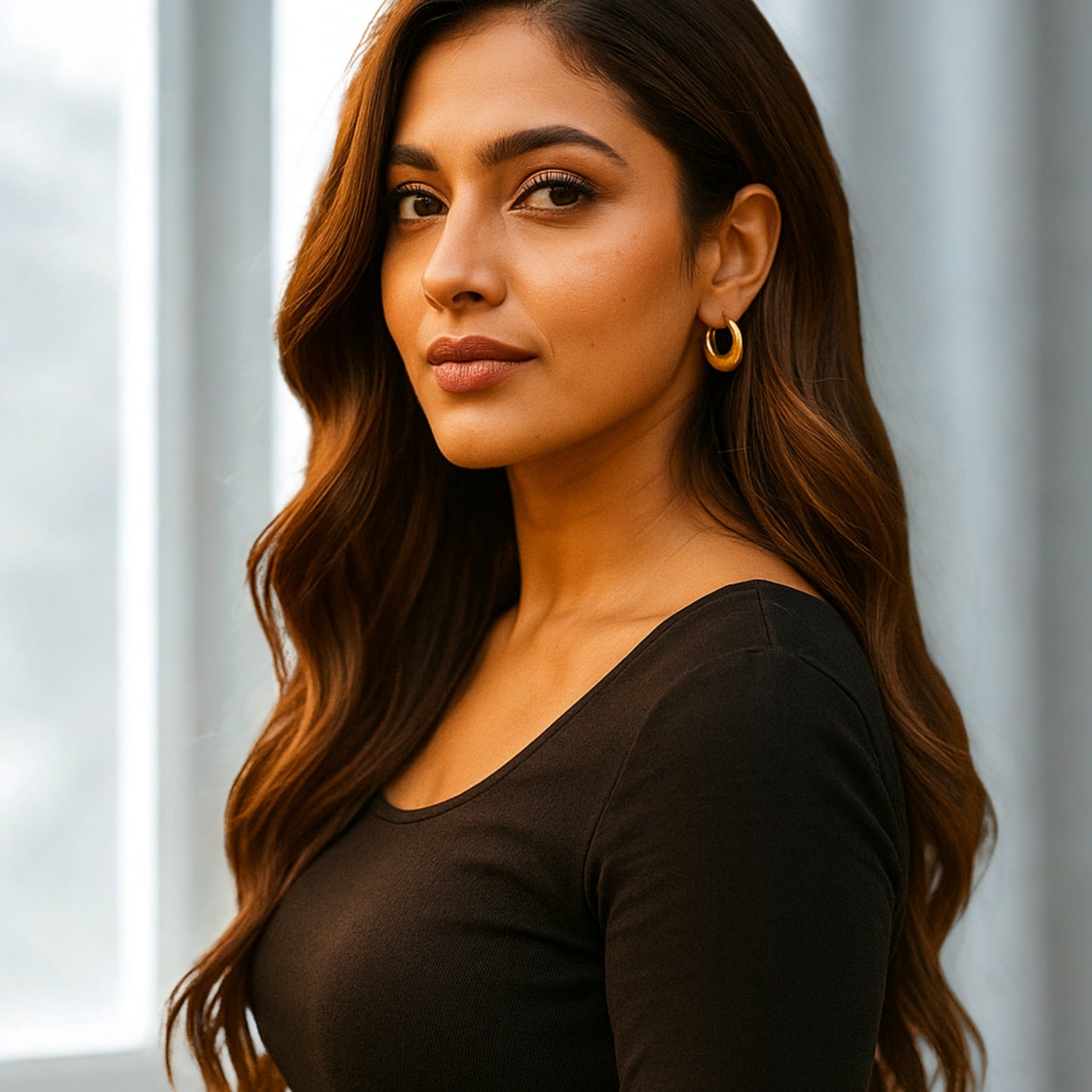 Classic Gold Anti-Tarnish Hoop Earrings.