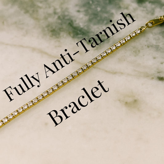 Eternal Shine Tennis Bracelet – Gold-Tone with Sparkling CZ Stones & Anti-Tarnish Finish