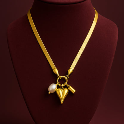 Golden Heart Charm Necklace || Anti-Tarnish ||