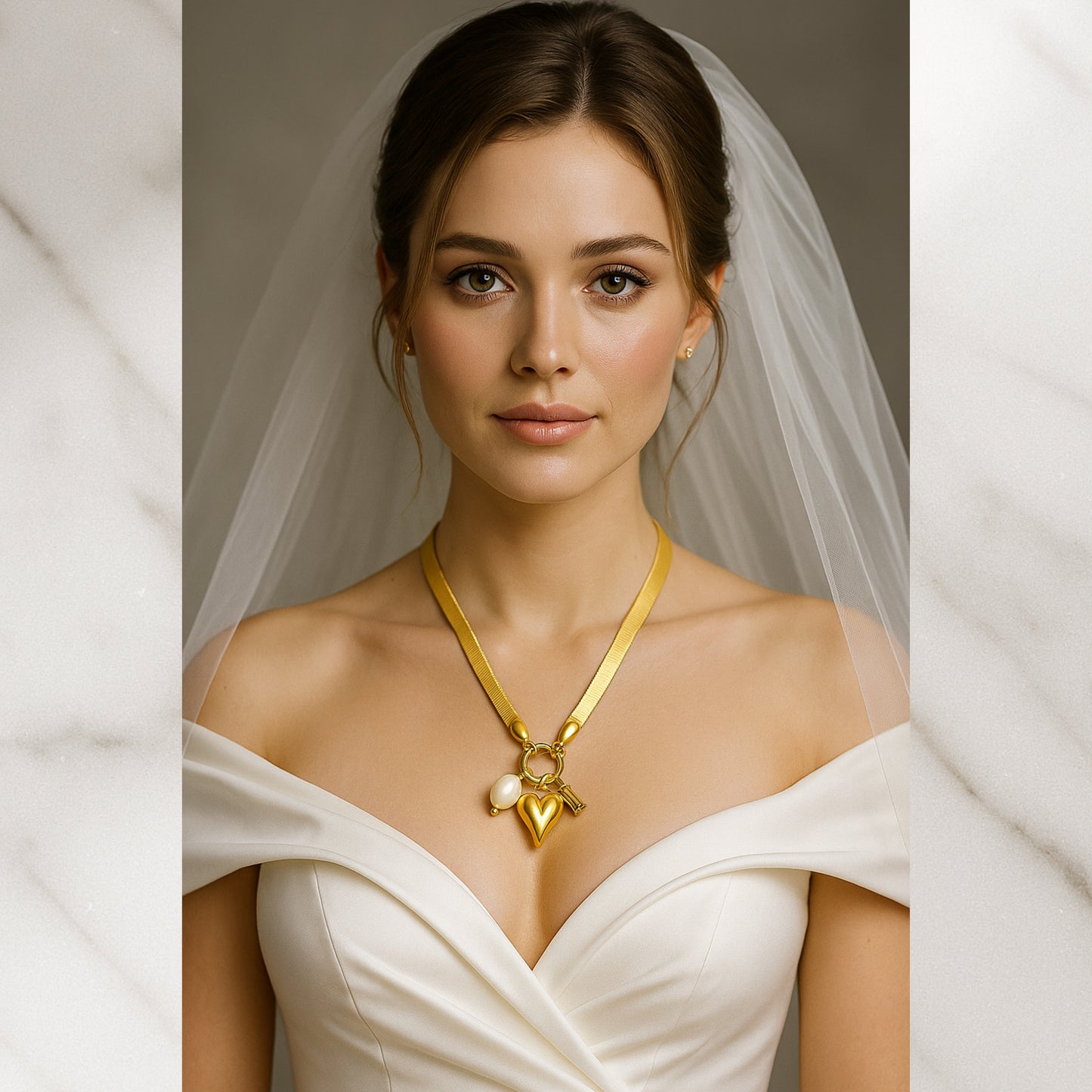 Golden Heart Charm Necklace || Anti-Tarnish ||