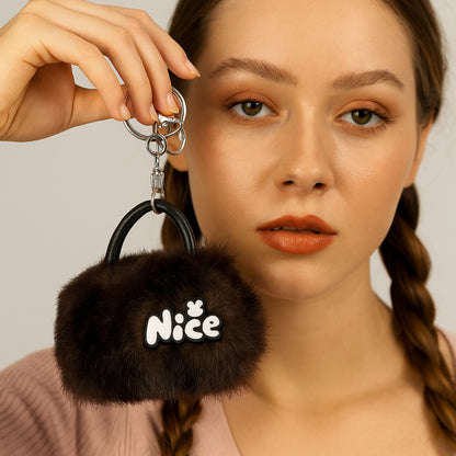 Plush "Nice" Bag Charm.