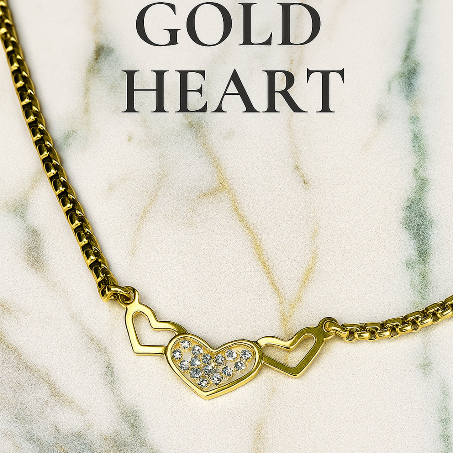 Tri-Heart Sparkle Gold Bracelet – Anti-Tarnish