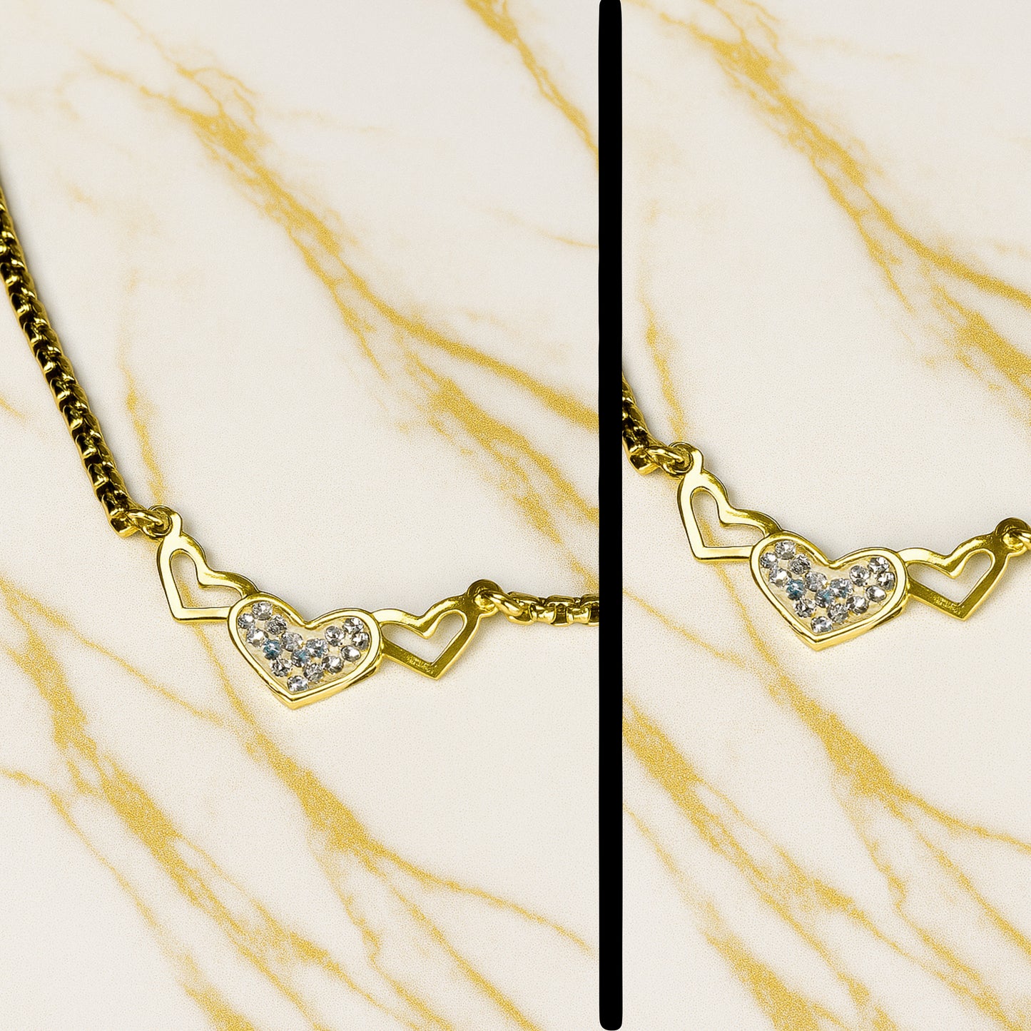 Tri-Heart Sparkle Gold Bracelet – Anti-Tarnish