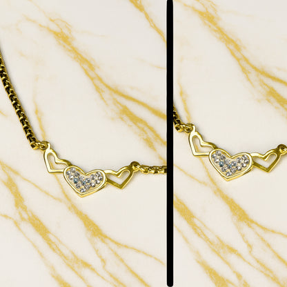 Tri-Heart Sparkle Gold Bracelet – Anti-Tarnish