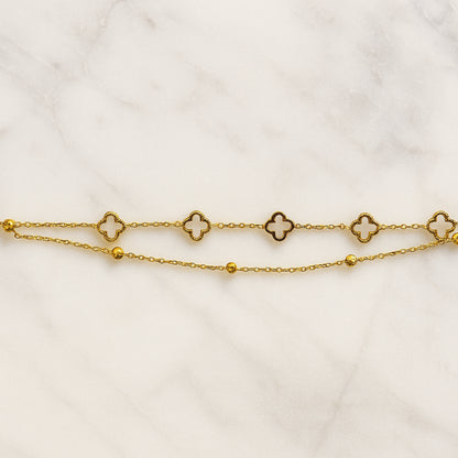 Double Layer Clover Bracelet:|| Anit-Tarnish||