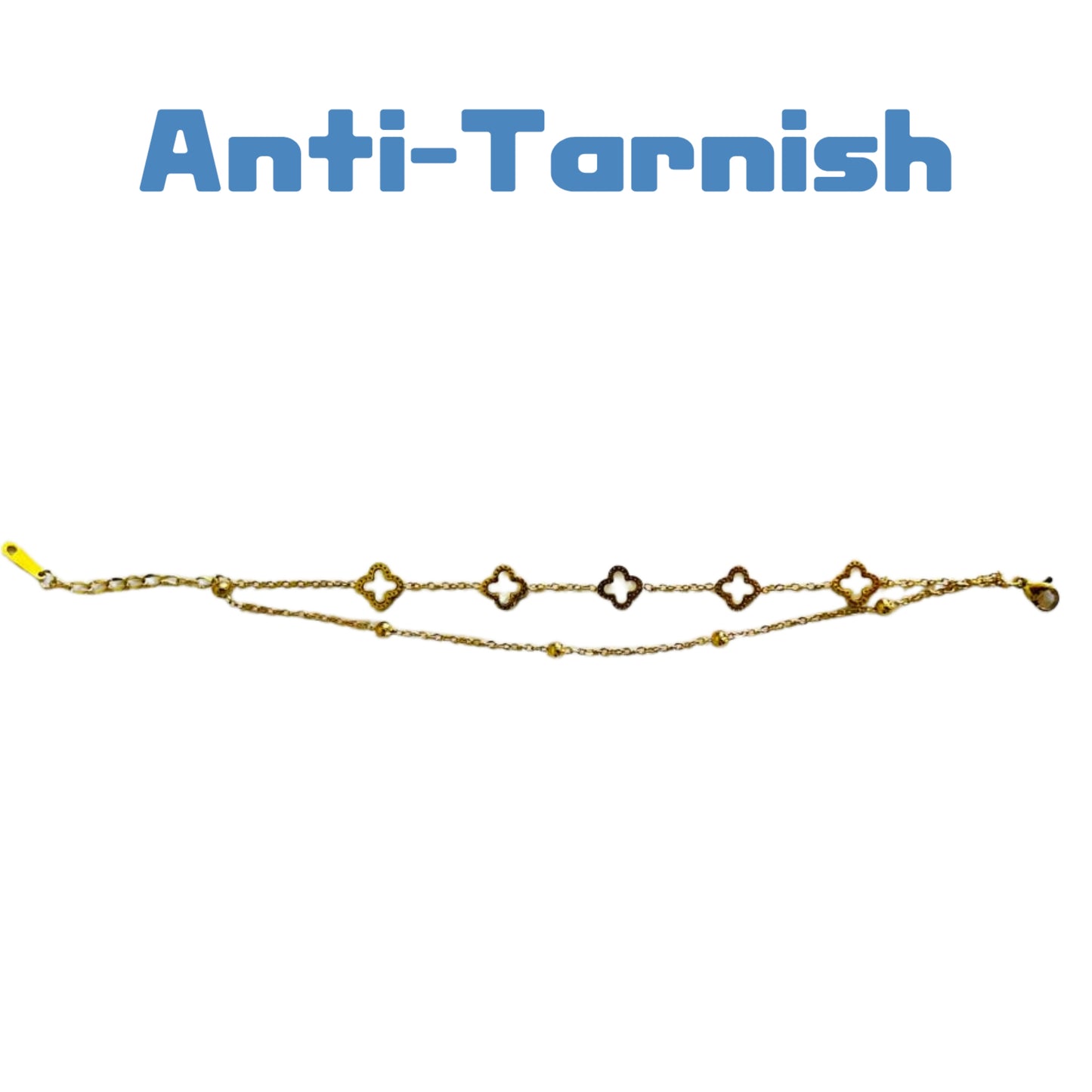 Double Layer Clover Bracelet:|| Anit-Tarnish||