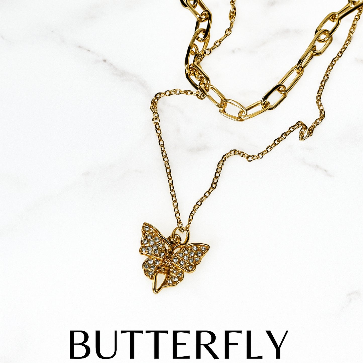 Golden Butterfly Pendant Necklace