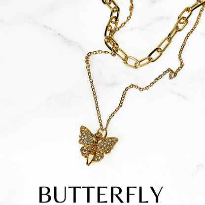 Golden Butterfly Pendant Necklace
