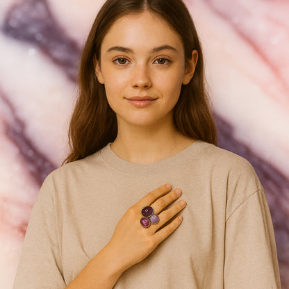 Tricolor Enamel Bloom Pendant Necklace