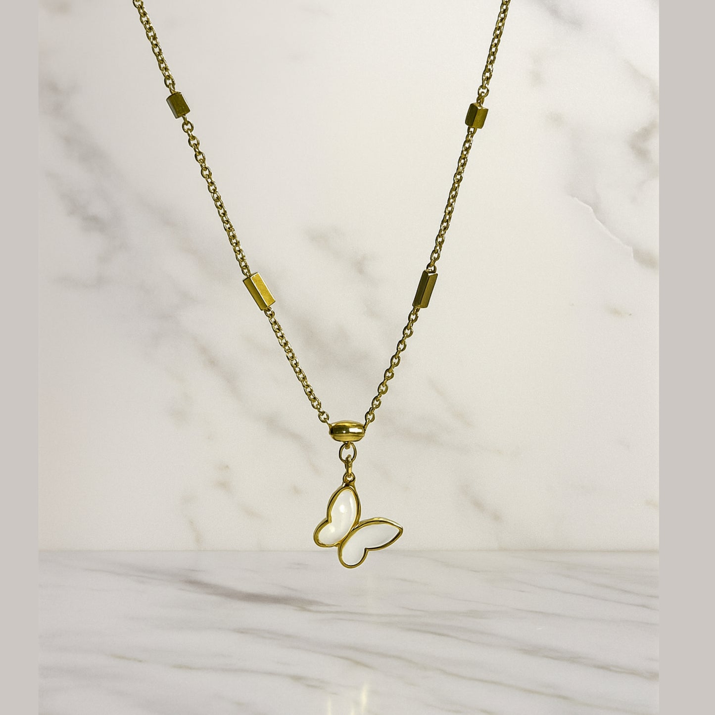 Golden Butterfly Charm Necklace || Anti-Tarnish ||