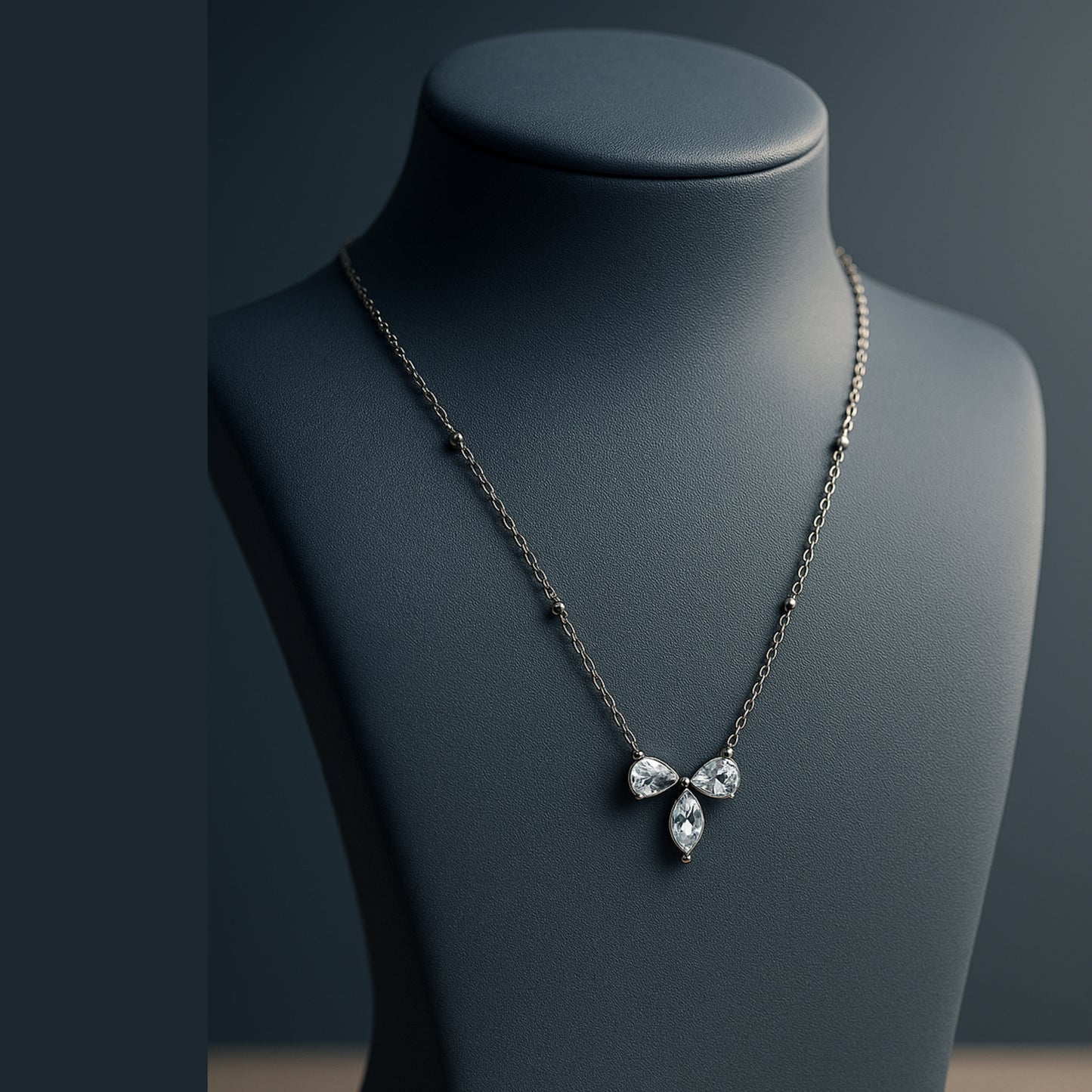 Silver Crystal Bloom Necklace || Anti-Tarnish ||