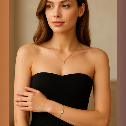 Golden Radiance Jewelry Set – Necklace & Bracelet || Anti-Tarnish ||