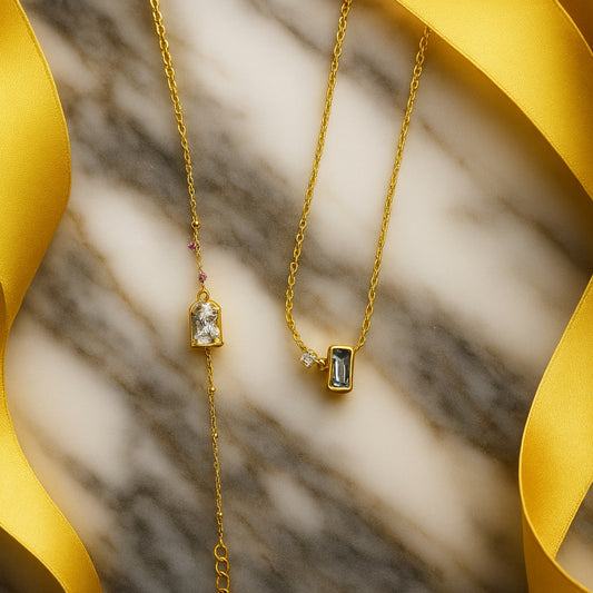 Golden Radiance Jewelry Set – Necklace & Bracelet || Anti-Tarnish ||