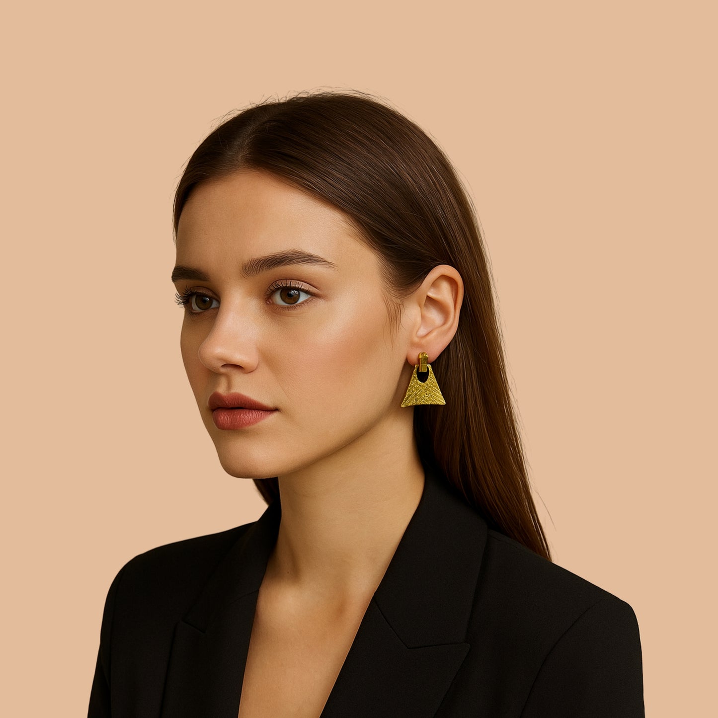 Anti-Tarnish Golden Triangle Earrings