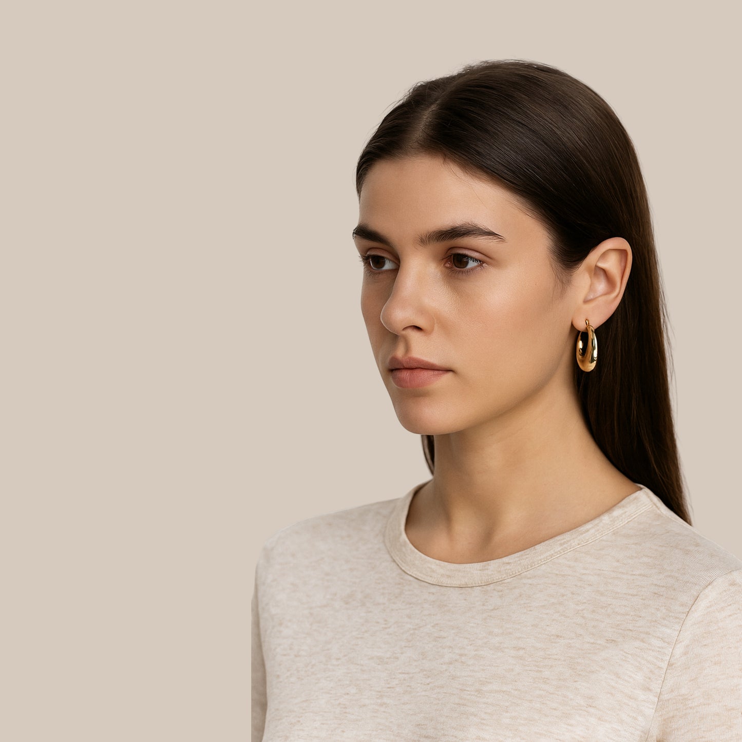 Classic Gold Anti-Tarnish Hoop Earrings.