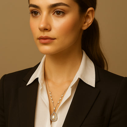 Aria Pearl Drop Necklace.