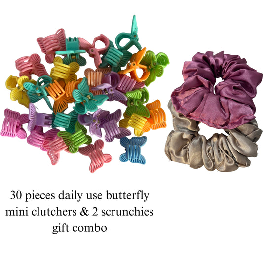 Butterfly 30-Piece Mini Clutcher Set with 2 Free Scrunchies.